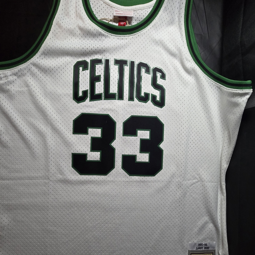NBA Boston Celtics Larry Bird #33 White Jersey Black Lettering Stitched Mens XXL